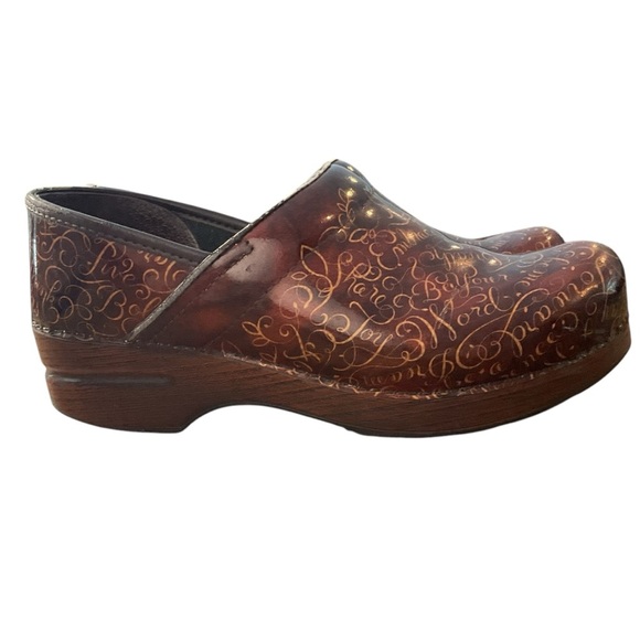 Dansko Brown Mules Gold Script Design 20th Anniversary Limited Edition Clogs 38